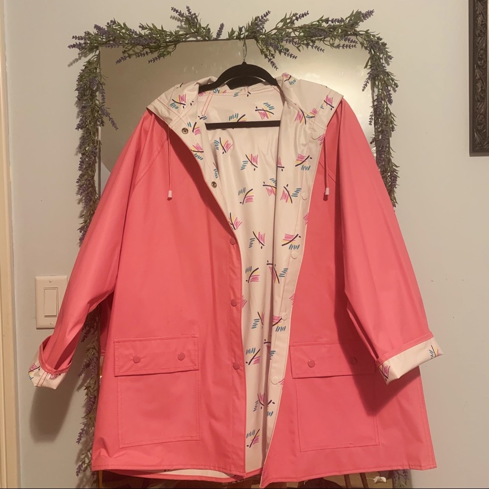 Vintage 80s Pink Reversible Raincoat Size M/L